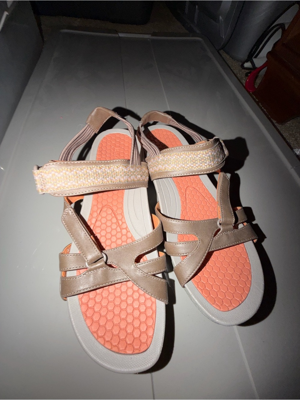 BareTraps Women's Sandals in Coral and Taupe